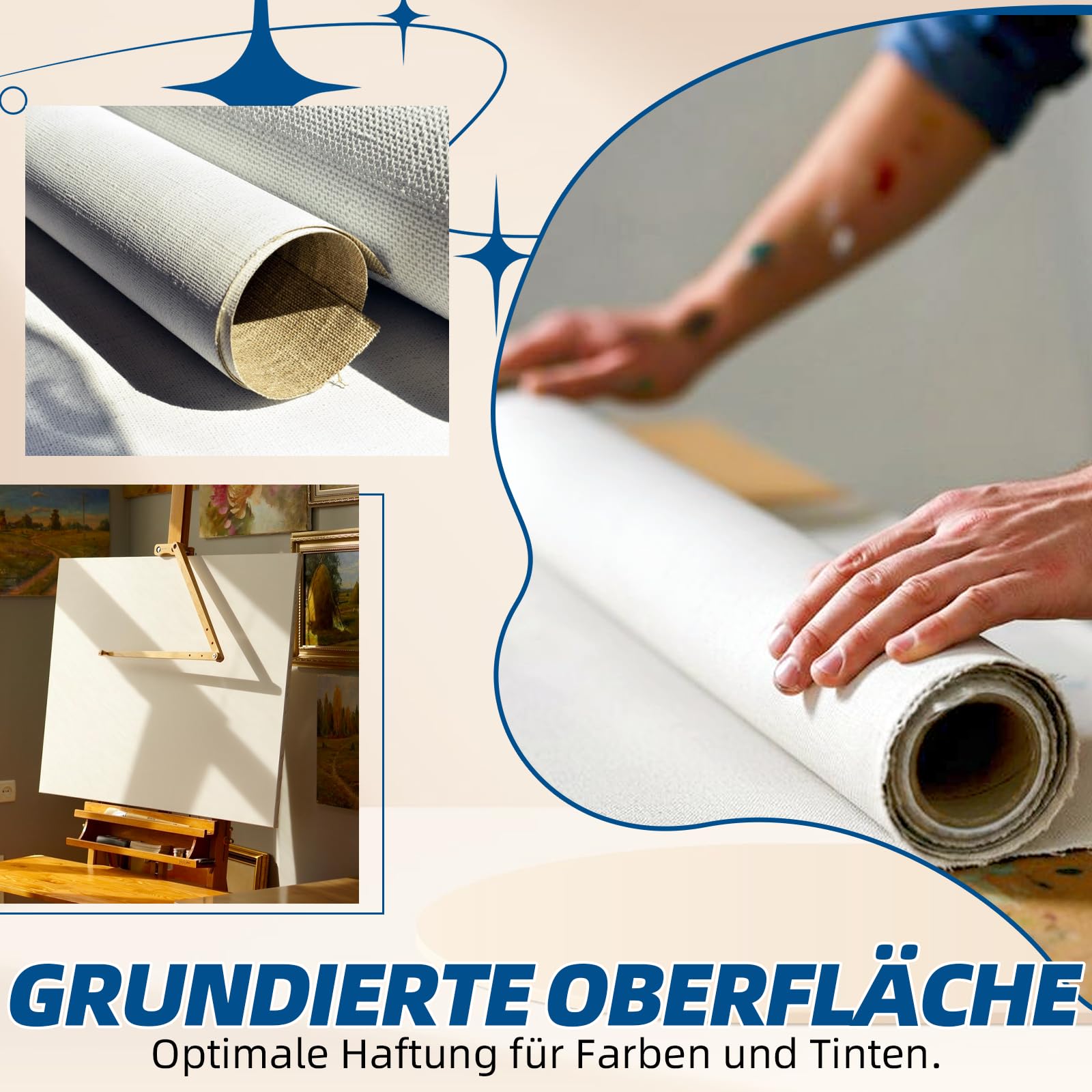 Leinwandrolle aus Reiner Baumwolle, 280 g/m², schwere Leinwand für hochauflösenden Farbdruck, geeignet für Acryl-, Öl- und Tintenstrahlmalerei. (76 cm * 10 m)