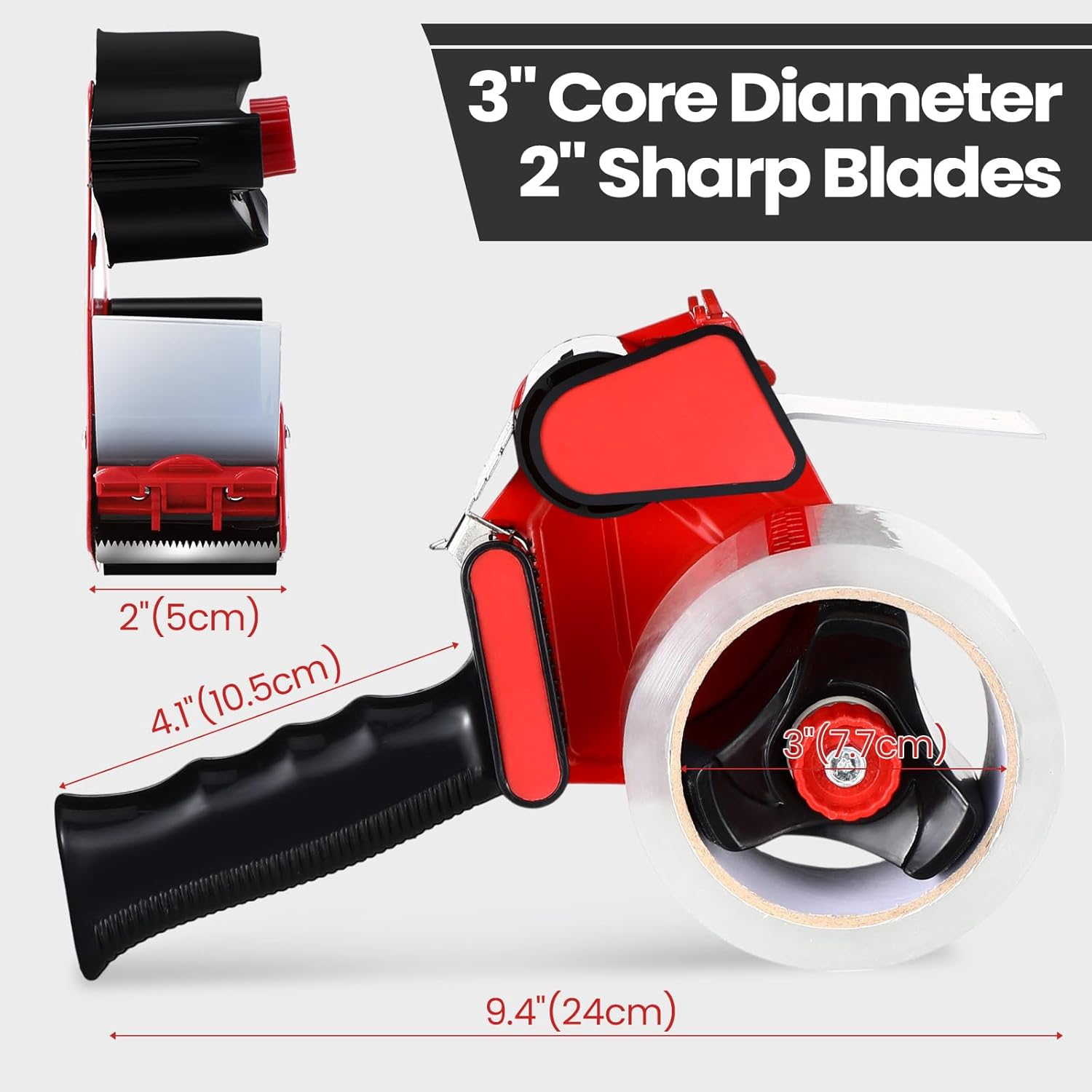 Dunzoom 2 Pack Packing Tape Dispenser Gun with 12 Roll 2 Inch Packing Tape Gun 2.7 Mil Heavy Duty for Storing, Shipping, Moving, Carton and Box Sealing