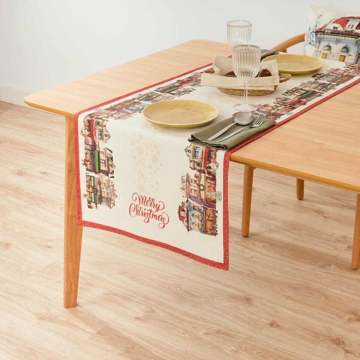 Muaré Christmas City Table Runner 45 x 140 cm
