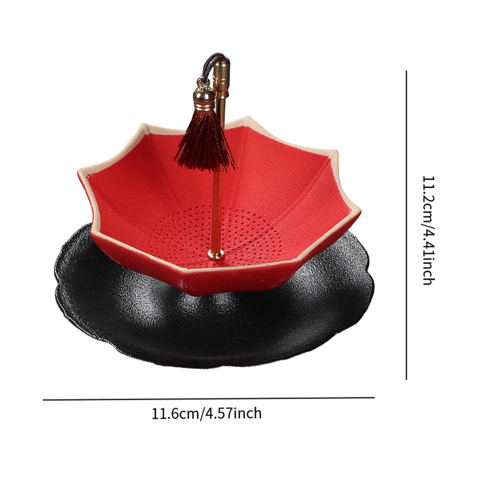 Colador de Té de Cerámica en Forma de con Diseño Creativo y Detalles Decorativos Filtro para Accesorio para Mesa de Kung Fu, Rojo, tal como se describe