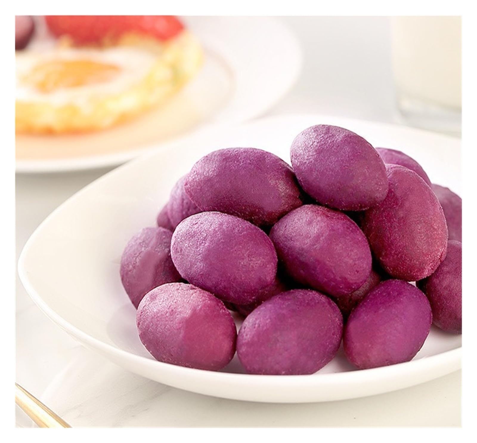 Bestore Patatas dulces moradas aromáticas, 100 g, refrigerio for antojos y relleno, adecuado for ver programas, chips de batata morada, batatas secas, refrigerio(3pcs)