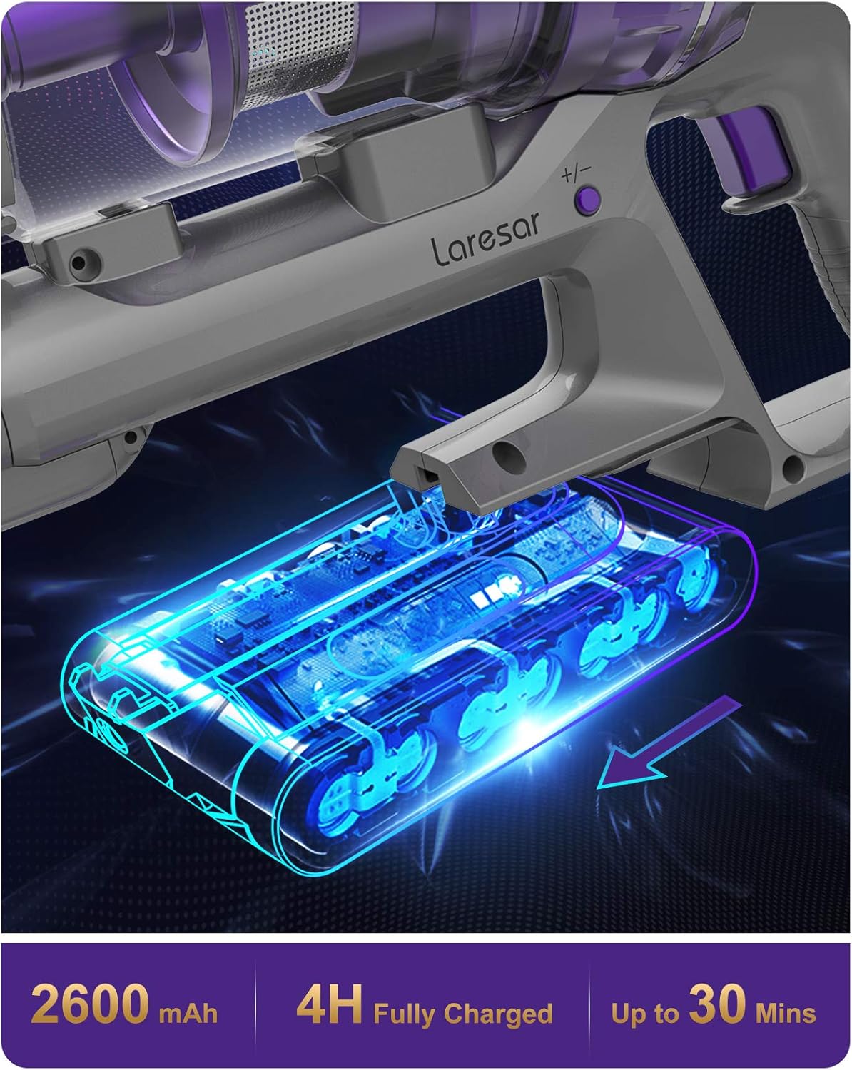 Laresar Elite 1 detachable battery with charging details