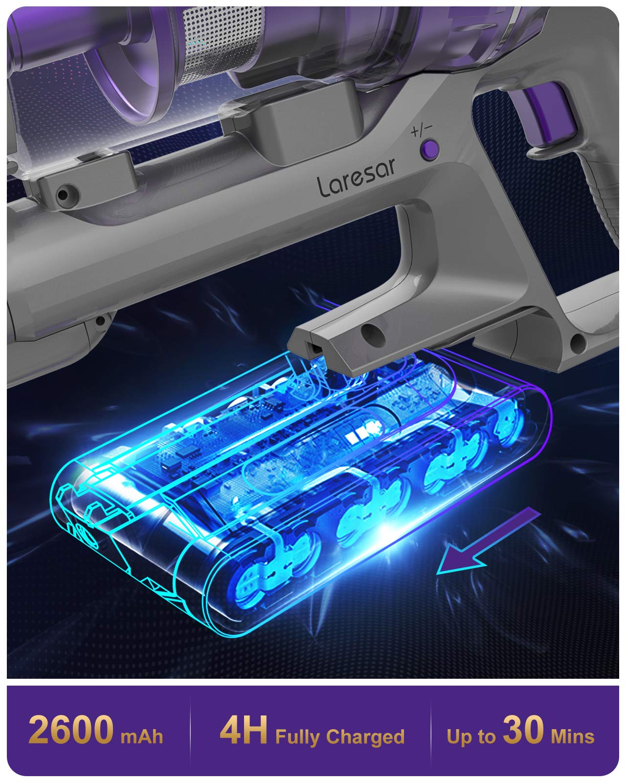Laresar Cordless Vacuum Cleaner,26Kpa 