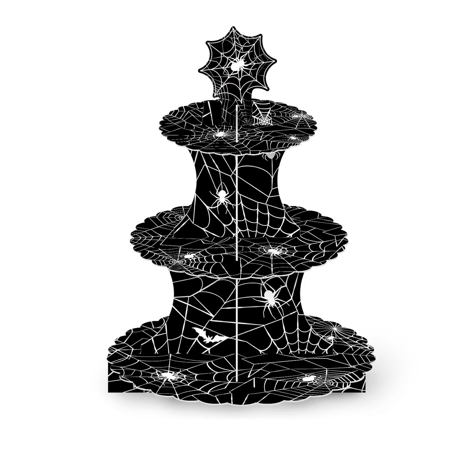 Spider Web Cupcake Stand, 3 Tier Cool Hero Party Cardboard Round Serving Tray Stand Dessert Tower Cupcake Holder, Kid Funny Birthday Supplies
