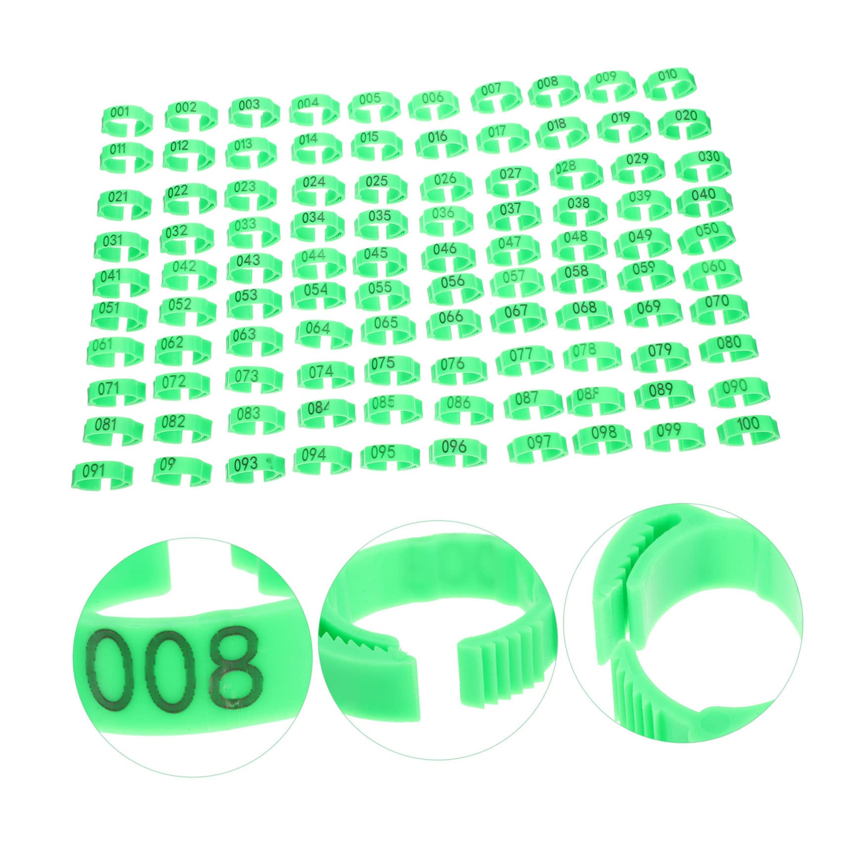 BESPORTBLE 200pièces Anneaux Numérotés Pour Poules Bracelets Identifiants De Volaille Vert Pour De Poules Canards Et Marquage Âges Et Séparation Élevages