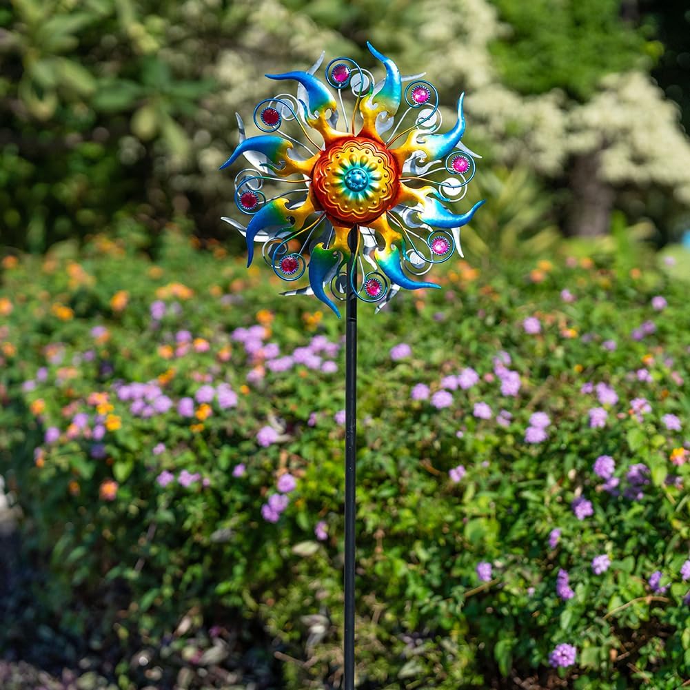 Wind Spinner Outdoor,Kinetic Metal Wind Spinner for Yard,Rustproof＆Waterproof Windmill,Wind Sculptures for Yard Decor 13 * 57 Inches