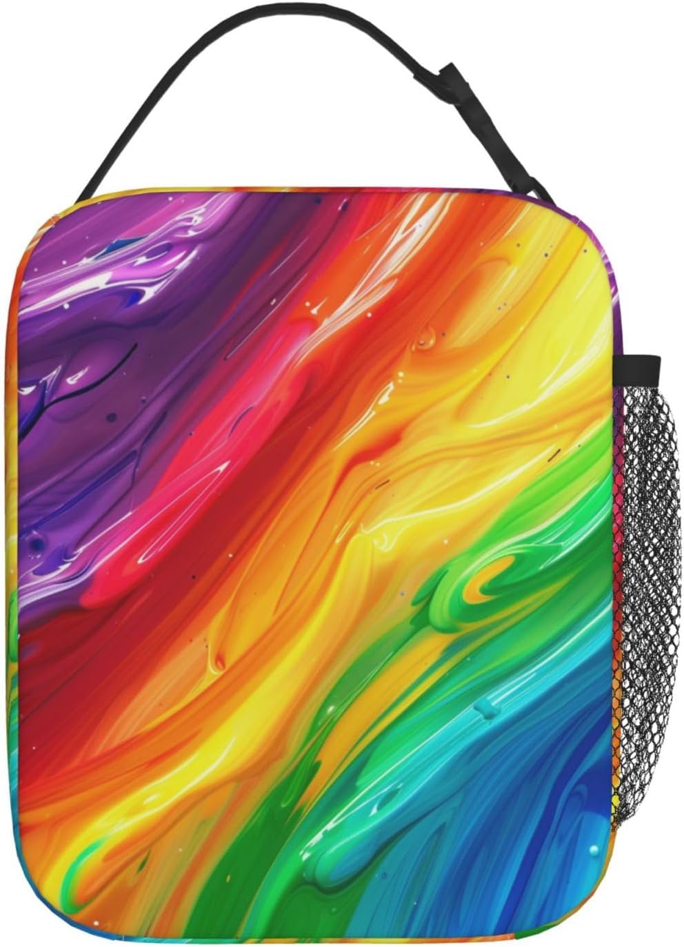 Insulated Lunch Box for Girls Women Kids Rainbow Lunch Bag for Work,Picnic,School,Travel,Hiking, Beach or Fishing Polyester Oil Painting Rainbow Lunch Box - Image 5