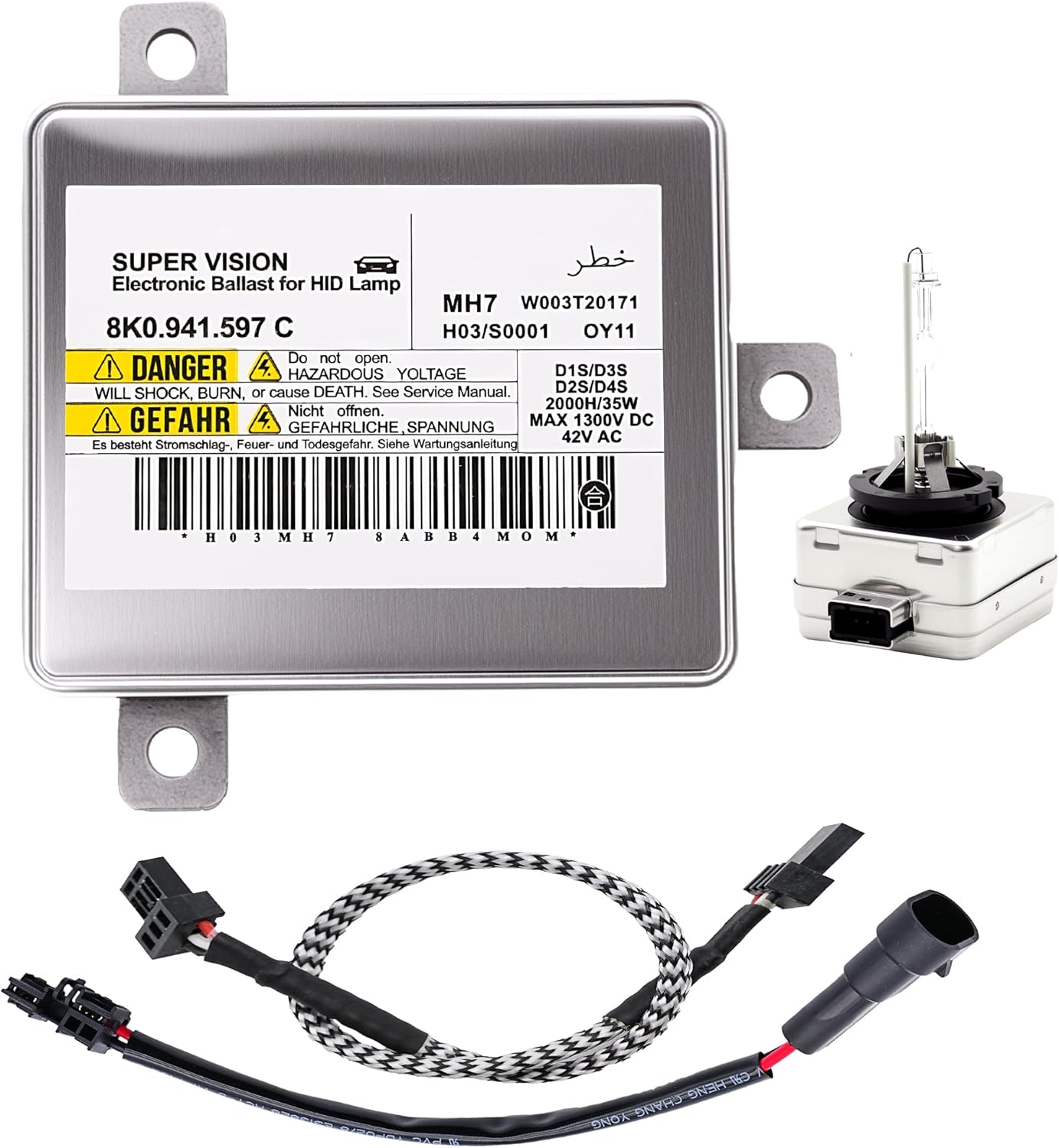 8K0941597C Xenon Headlight Ballast Control Unit Module Compatible for Audi A3 A4 A5 A6 A7 A8 Q5 Q7 S4-S8,for VW CC Eos Jetta Touareg,for Chrysler 300.with Igniter and D3S Bulb