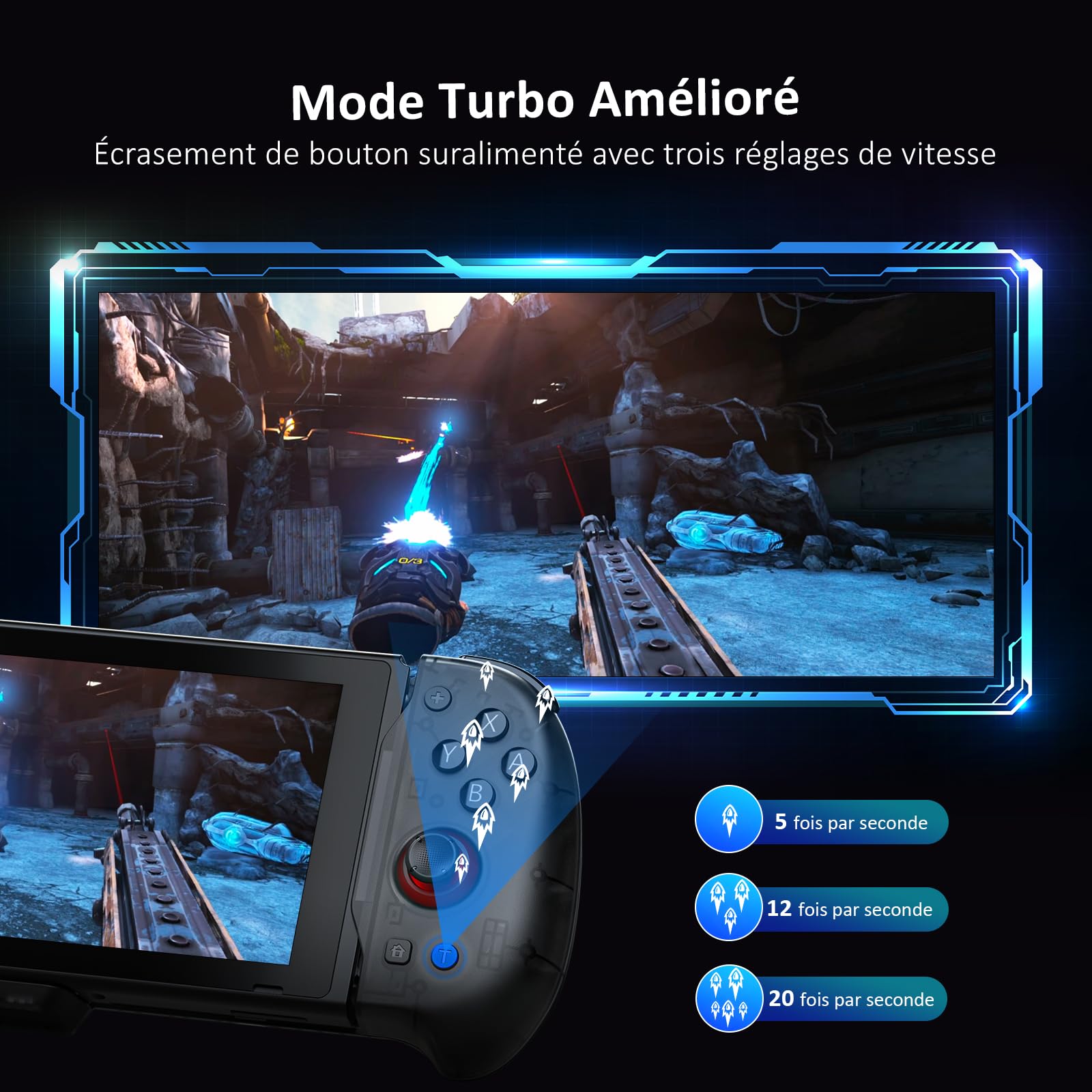NexiGo Gripcon à Effet Hall avec béquille et Sortie HDMI pour Le Dock TV, Joystick à détection Hall pour Switch/Switch OLED, Mode Portable, Ports HDMI et USB 3.0 Pris en Charge en 4K/1080P, Noir