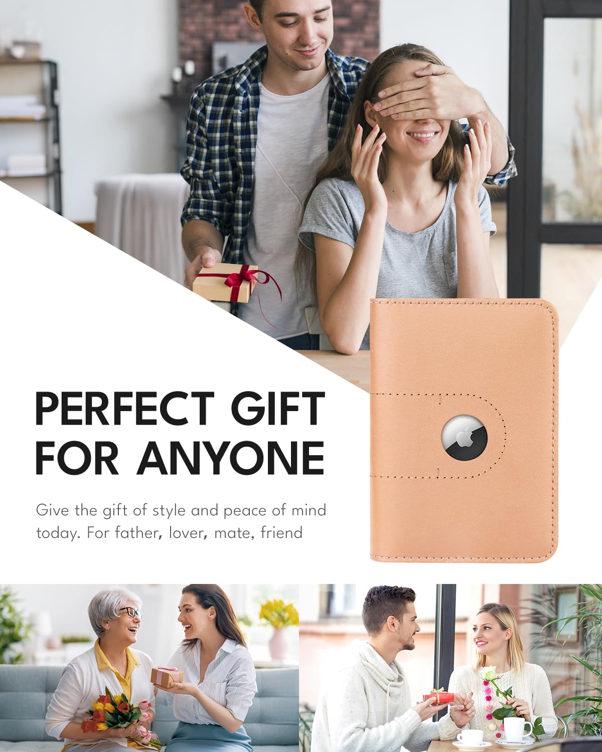 Funda Tipo Cartera de Piel auténtica para Hombre
