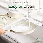 Chef Power Ceramic Cookware Sets, 15Pcs Pots and Pans Set Non Stick, Cookware Set with Stainless Steel Handle, Dishware & Oven Safe, Cream White and Light Gold Handle