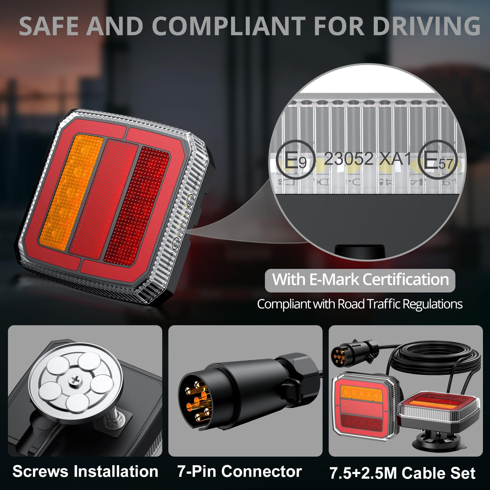 Justech 2 Pezzi Luci LED Posteriori Rimorchi 40LED Super Luminoso Fanali Posteriori 12V/24V Impermeabile Universali per Auto HGV Camion Trattore Caravan Rimorchi -E-Mark