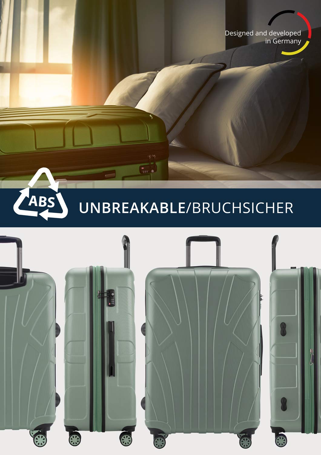 suitline - Großer Hartschalen-Koffer Koffer Trolley Rollkoffer XL Reisekoffer – Bild 4
