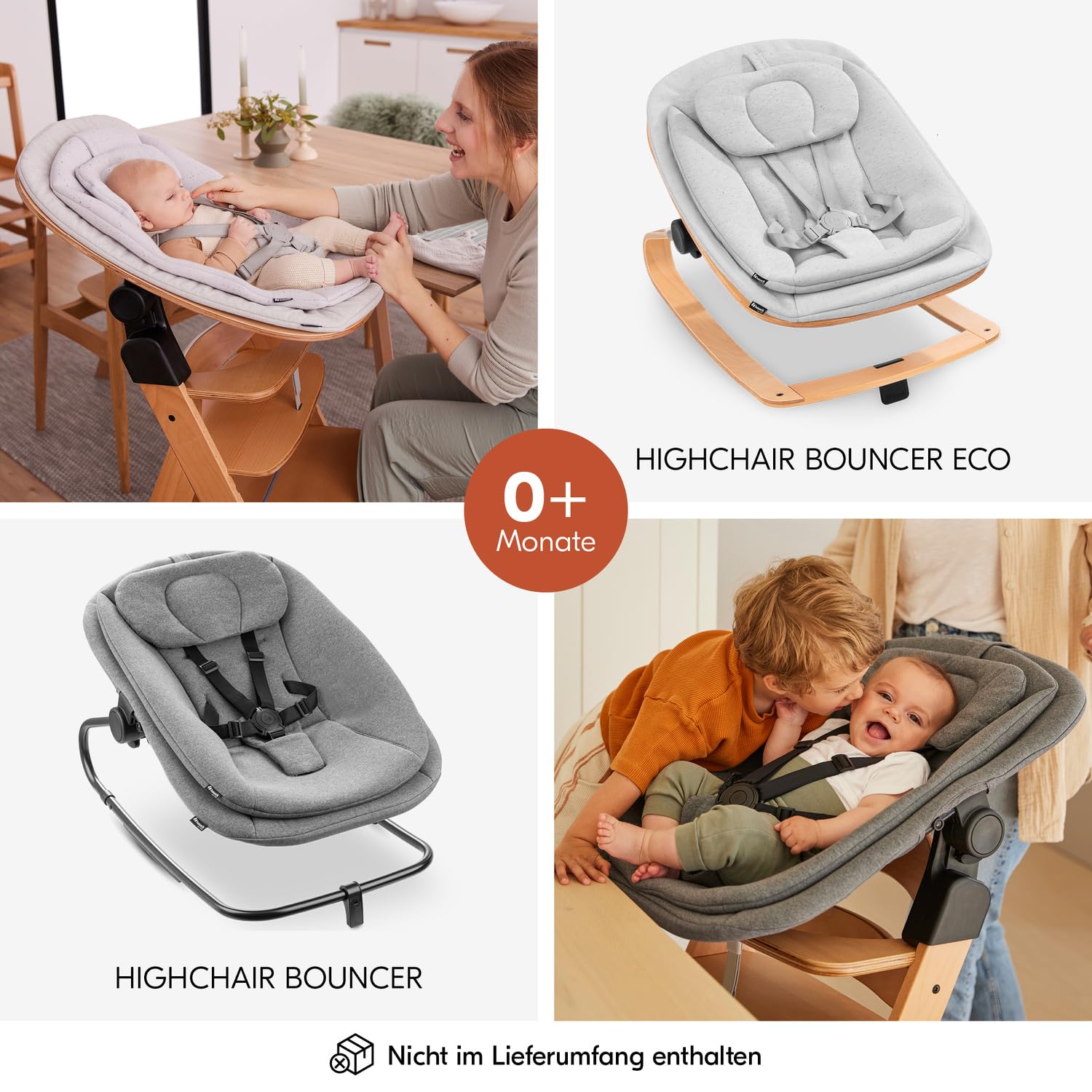 Hauck Alpha+ Holz Hochstuhl Baby mitwachsend 6 Monate bis 90 kg, Natural, 5-Punkt-Gurt, 8-fach verstellbar