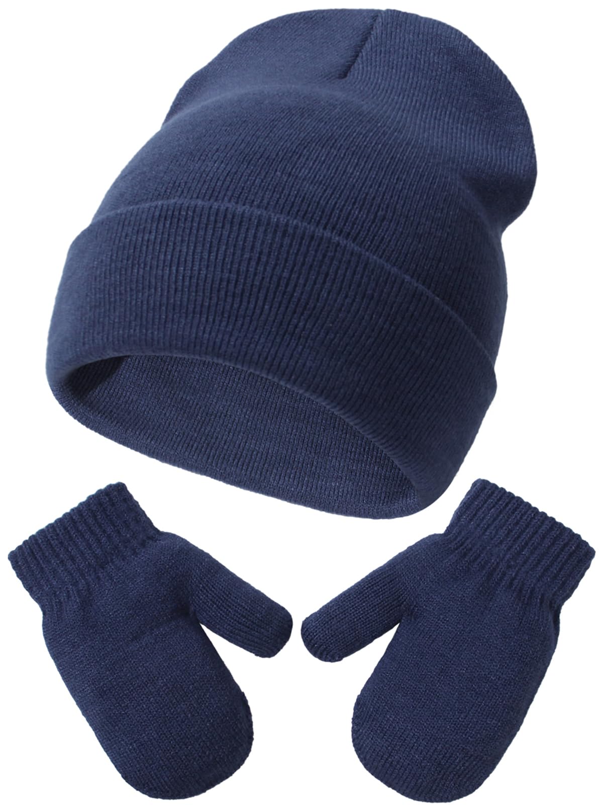 Malaxlx Baby Kinder Mütze Handschuhe Set – Neugeborenes und Kleinkind Winter Warm gestrickte Mütze Handschuhe Set für 3 Monate - 6 Jahre Mädchen Jungen