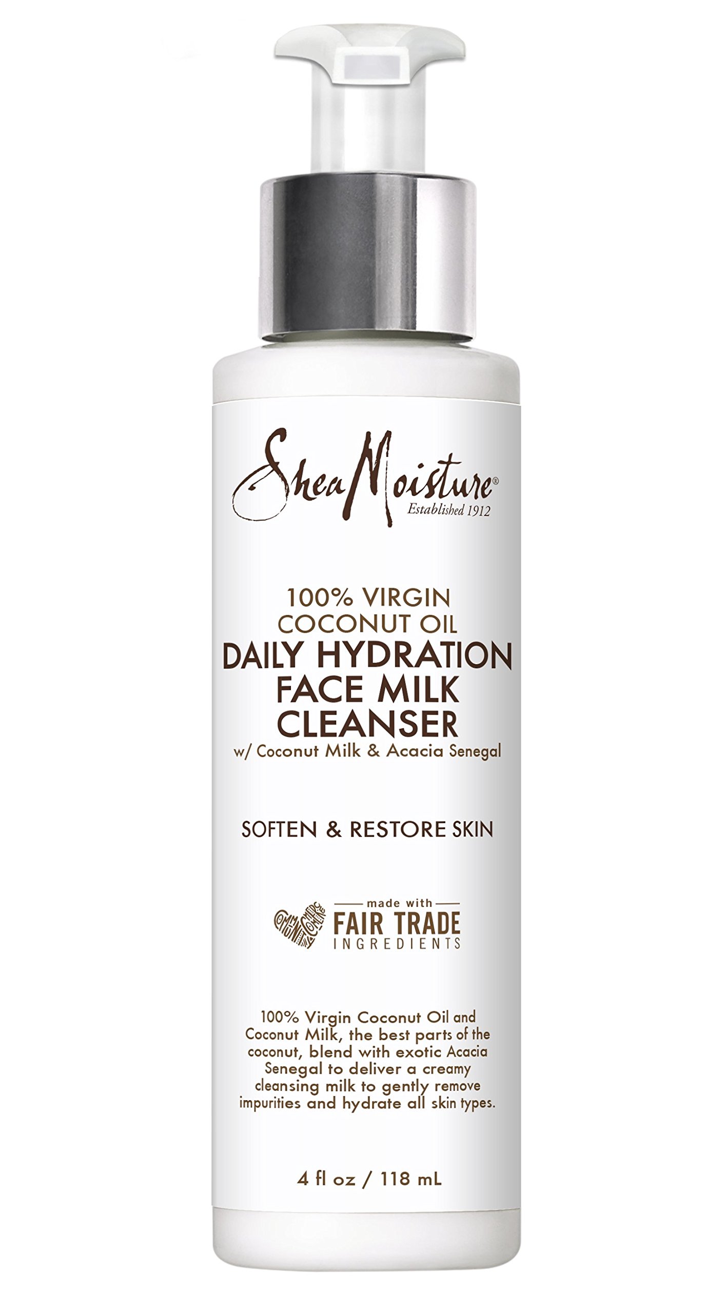 Shea Moisture 100 Percent Virgin Coconut Oil Daily Hydration Face Milk Cleanser, 4 Oz