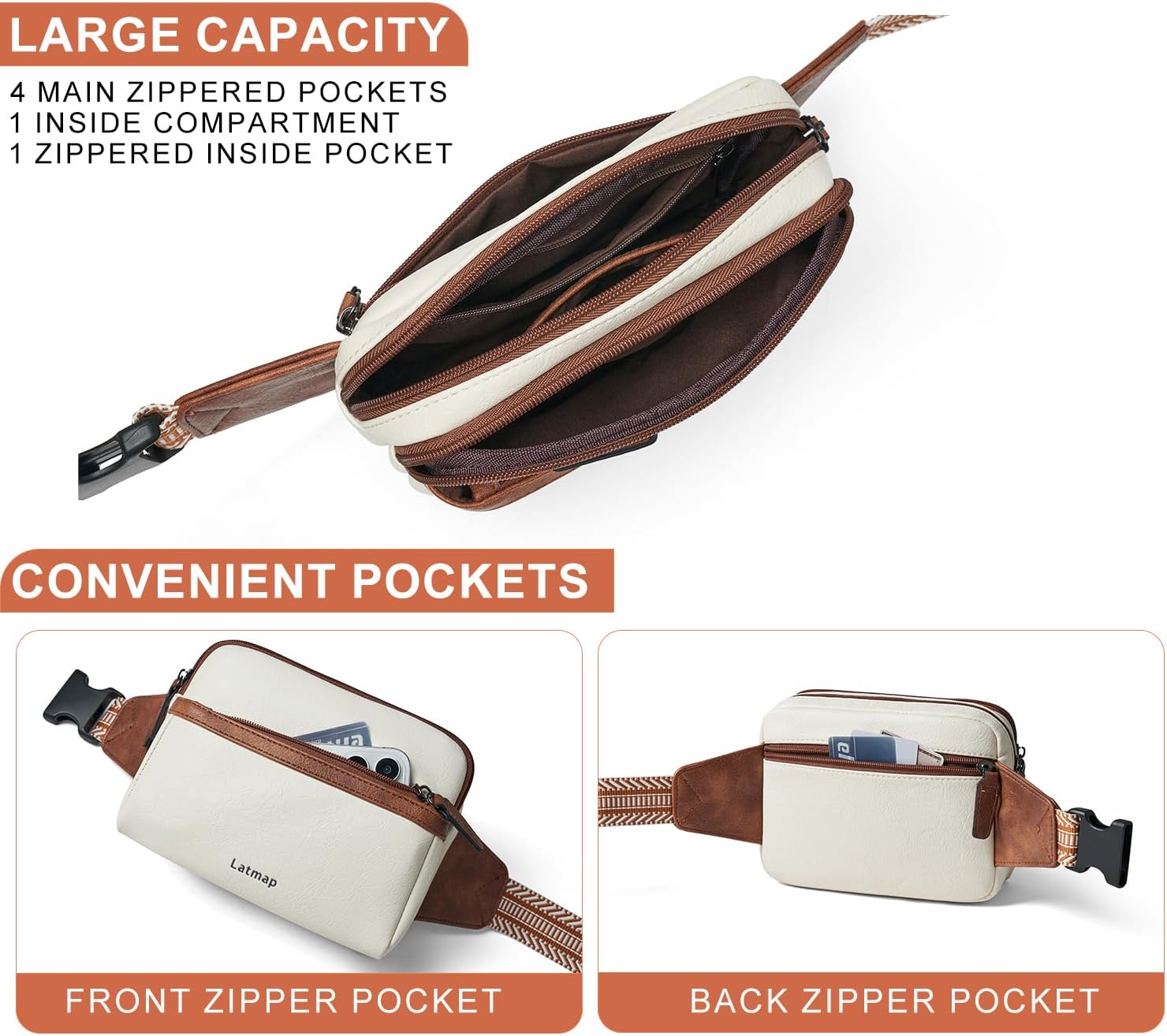 3L Fanny Packs Belt Bag for Women Small Everywhere Crossbody Bag Waist Packs Faux Leather Sling Chest Travel Purse - Image 5