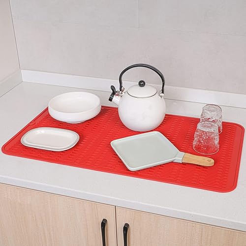 Miniatura 327 de Tapete de silicona para secado de platos para múltiples usos, fácil de limpiar, ecológico, resistente al calor, tapete de silicona para encimera
