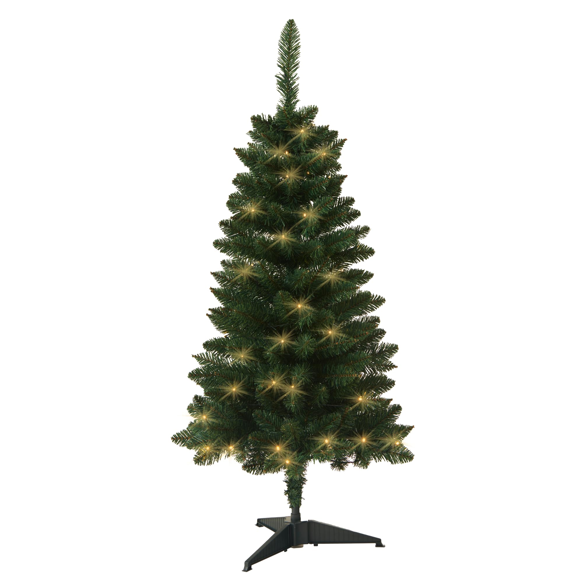 HomeKaren Sapin de Noël Artificiel pré-éclairé de 120 cm, Fonctionne à Piles, avec 70 LED et 210 Branches pour décoration d'intérieur et d'extérieur