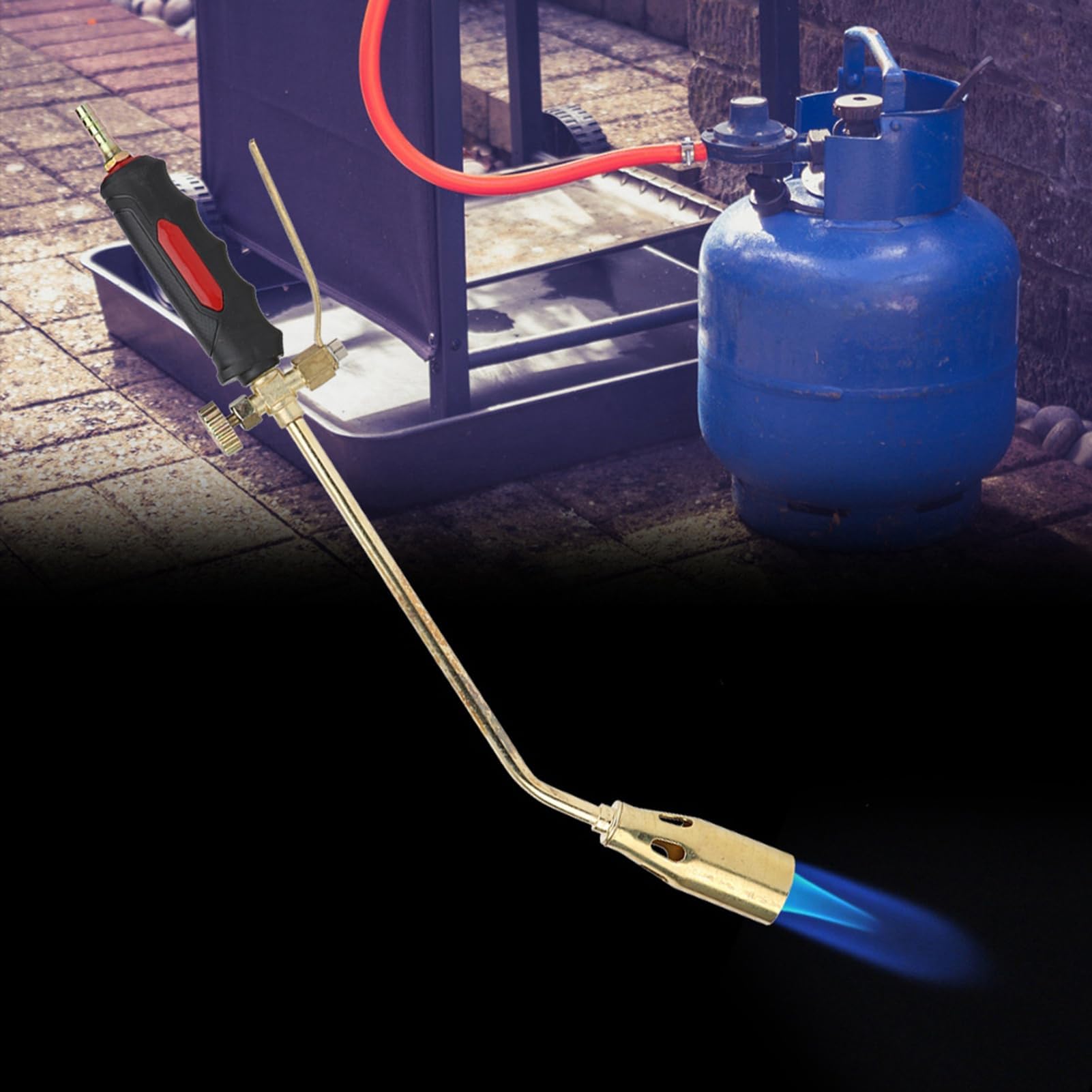 Walfront Bruciatore a gas in ottone con doppia accensione e impugnatura antiscivolo. Saldatore professionale per butano e metano, utensile manuale