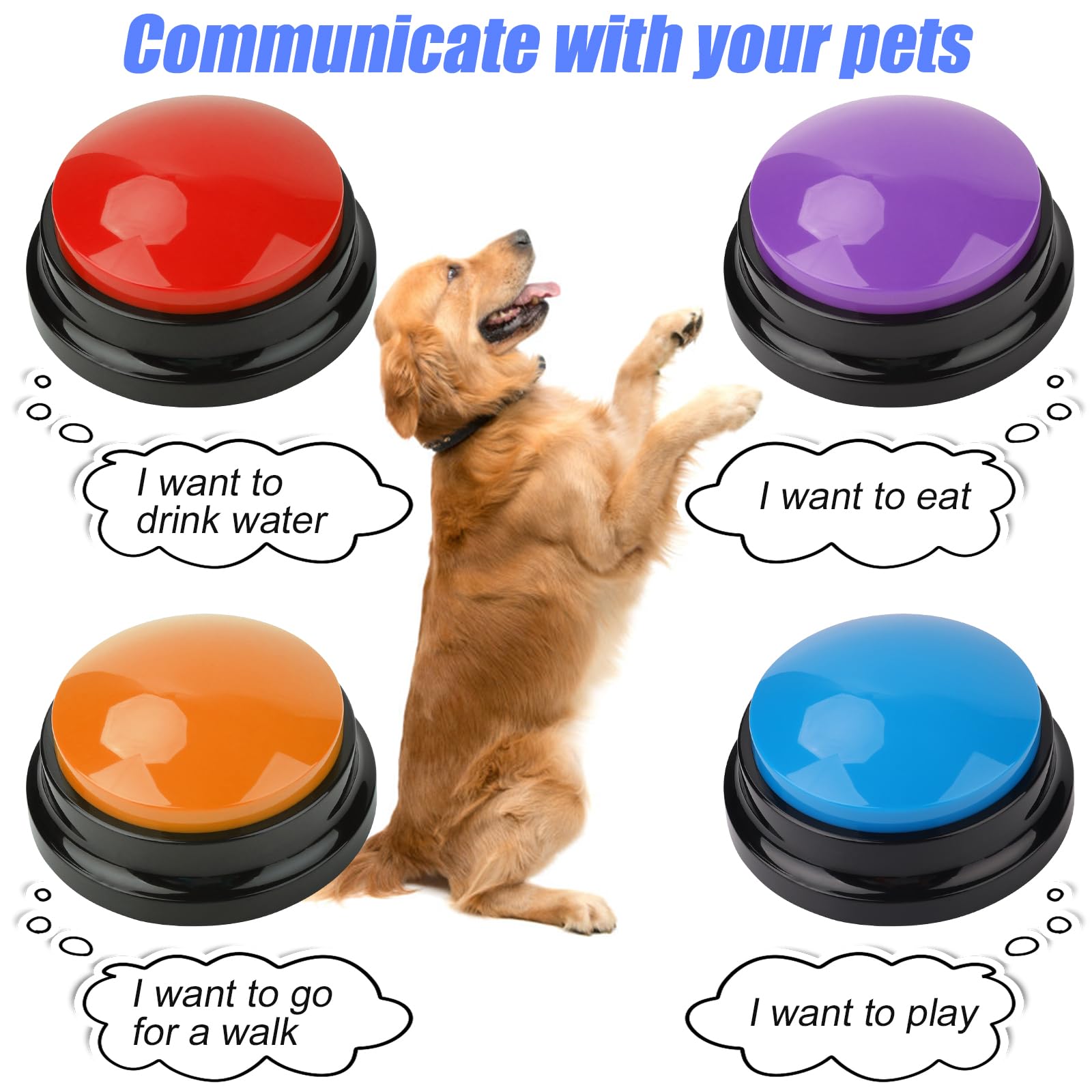 Pulsanti Parlanti Per Cani - 5 Pezzi, Registrazione 30 Secondi, Addestramento Interattivo Italiano - Foto 11