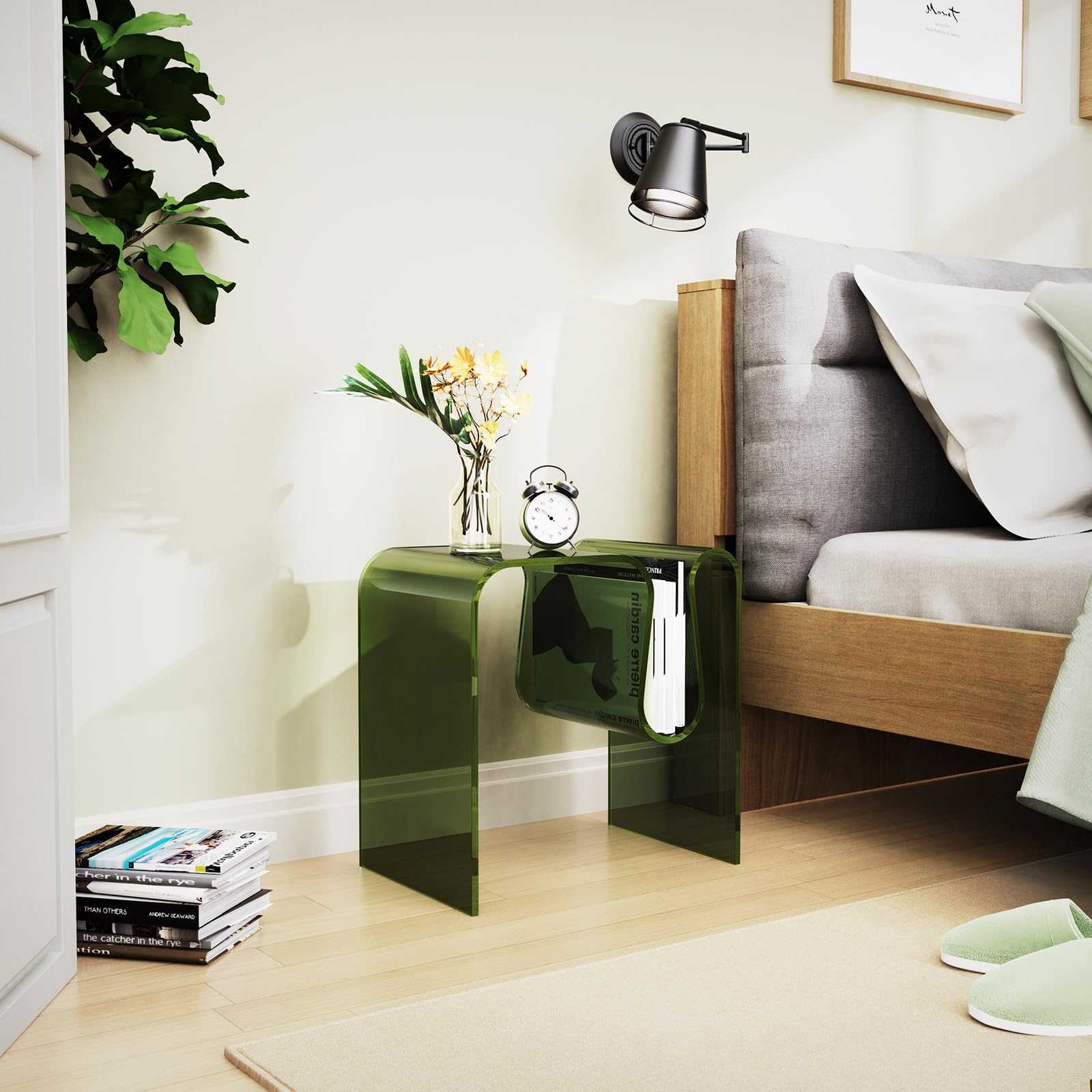 Table d'appoint en Acrylique, 45 x 30 x 45 cm, Vert