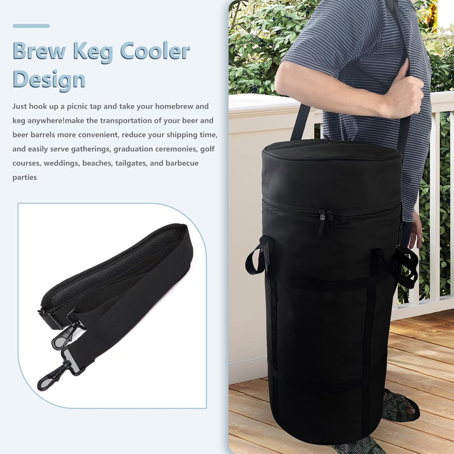 Keg Cooler for Home Brew, Beer Cooler Compatible with New 5 Gallon Ball Lock Keg and New 5 Gallon Keg Corny Keg,600D Oxford Cloth Add Cotton、Aluminum foil Layer、Waterproof Inner Iiner