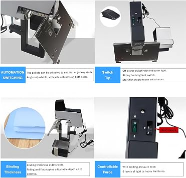 106 Electric Auto Rapid Stapler Binder 2-40 Sheets Heavy Duty Flat and Saddle Stitch Binding Machine, Dual-purpose Stapler with Pedal, Suitable for 23/6, 23/8, 66/6, 66/8 Staple (Single Head),110V