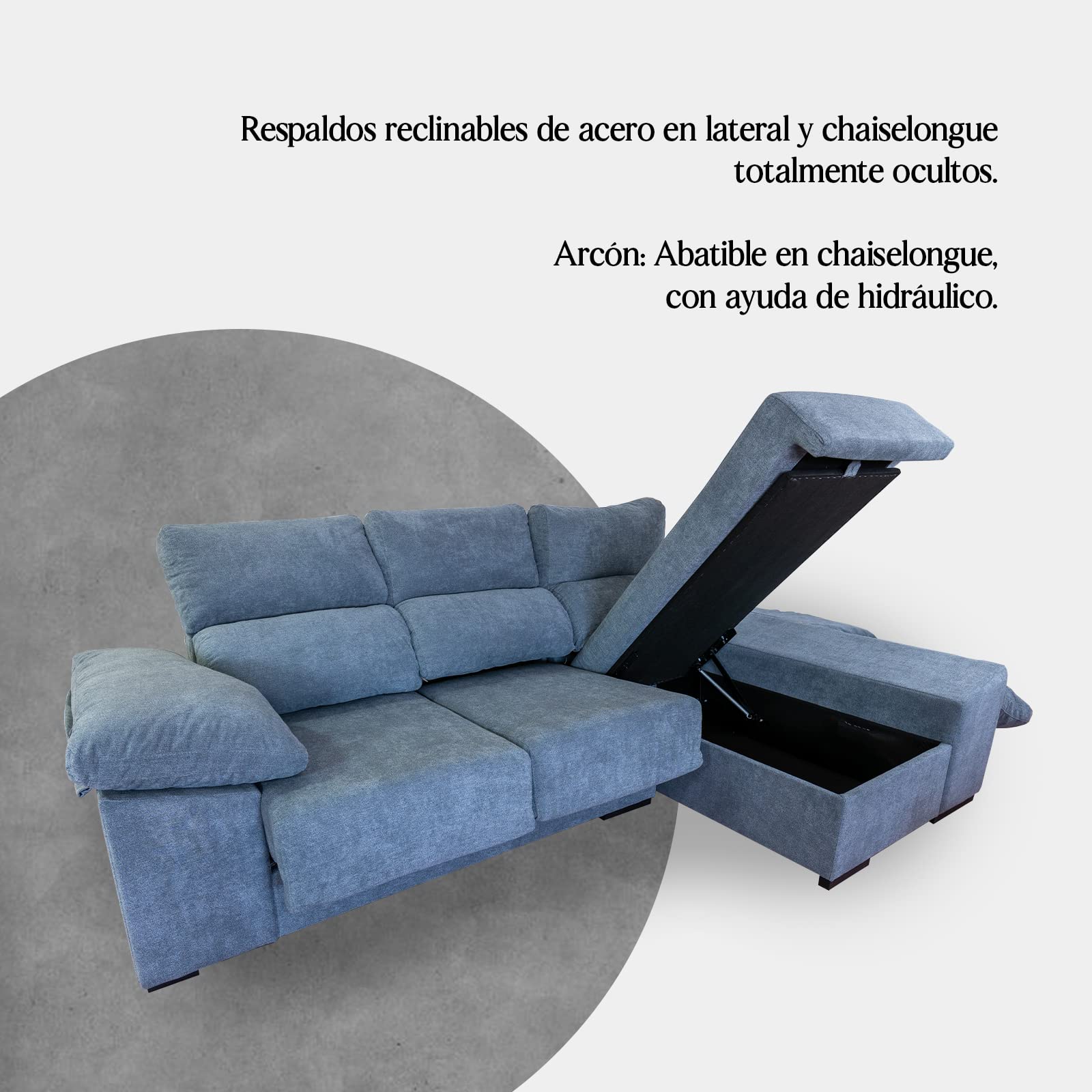 MUEBLIX.COM | Sofa 3 Plazas Chaiselongue Lado Derecho EDURNE | Sofas de Salon Cheslong | Asientos y Respaldo Espuma | Sofa con Estructura de Madera de Pino y Tablero de Espuma de Poliuretano y Napa