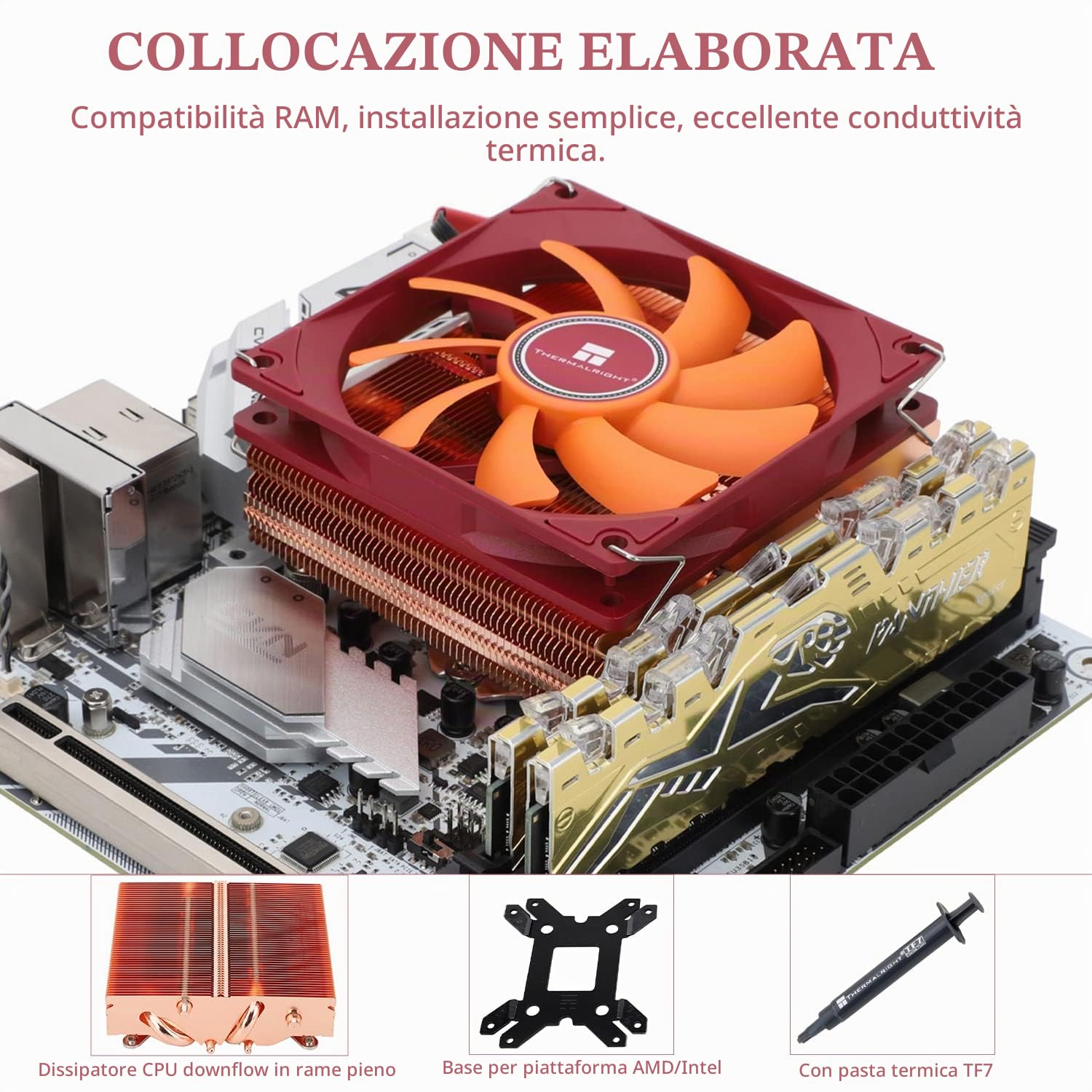Thermalright AXP90-X47 Full Low Profile CPU Air Cooler with quite 90mm TL-9015W PWM Fan, 4 Heat Pipes, 47mm Altezza, per AMD AM4/Intel LGA 1700/1150/1151/1200, dissipatore di calore rivestito nero