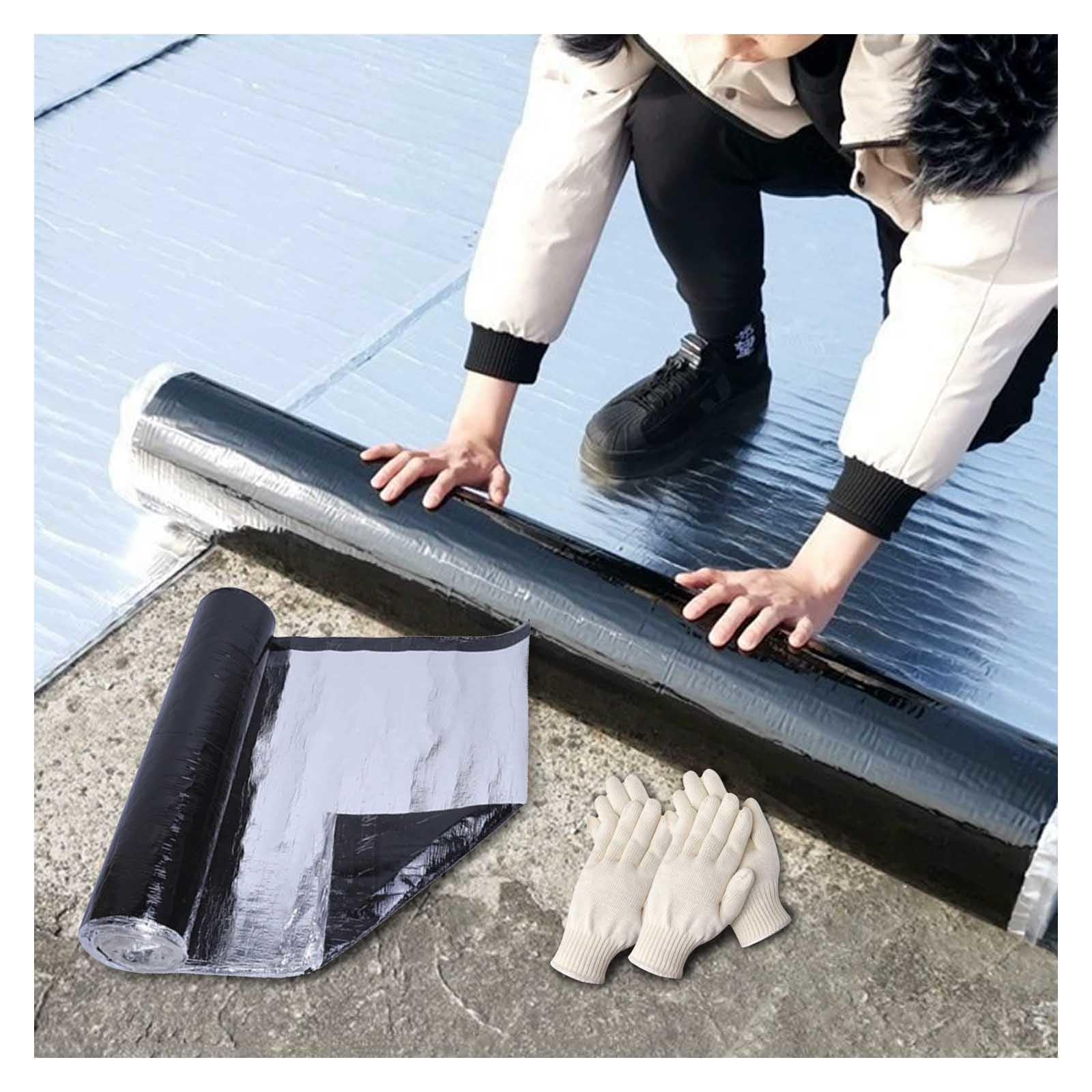 Generico Nastro di Riparazione per tegole in Asfalto - Feltro per tetti Autoadesivo Impermeabile, Rotolo di sigillante in Alluminio, sottostrato Resistente per riparazioni Rapide del Tetto (20 cm x 1