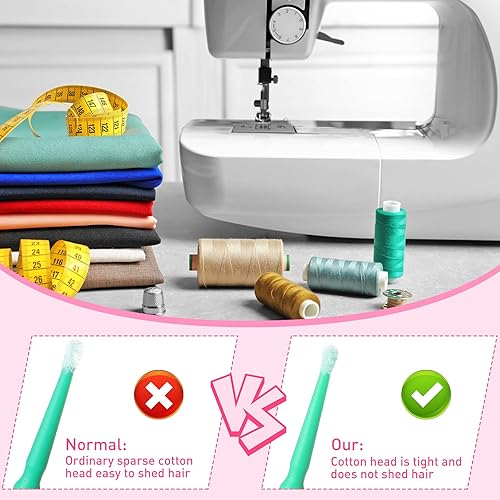 Miniatura 5 de 200 cepillos de limpieza para máquinas de coser, hisopos desechables limpios, puntas puntiagudas, herramienta de costura, bastoncillos de limpieza