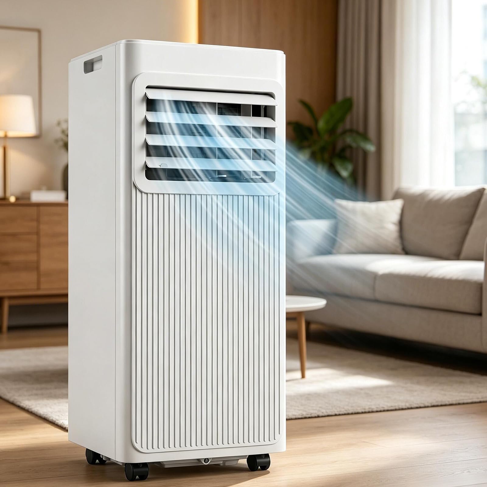 GYMAX Klimaanlage Mobil, Klimaanlage mit Abluftschlauch, 3 in 1 Klimagerät mit Heizfunktion, WiFi & App, 24h-Timer, 2 Geschwindigkeiten, 3 Modus, für Räume bis 33 m² (9000)