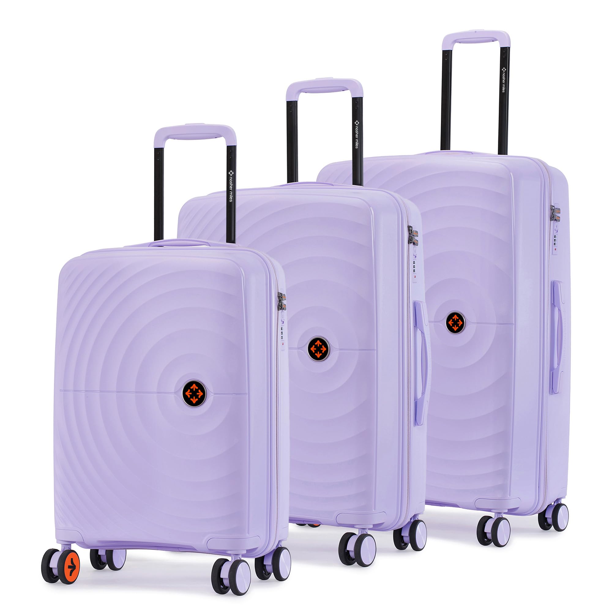 Nasher Miles Seattle Hard-Sided Polypropylene Luggage Set of 3 Pastel Purple Small, Medium & Large Trolley Bags|Suitcase Set (55, 65 & 75 cm)