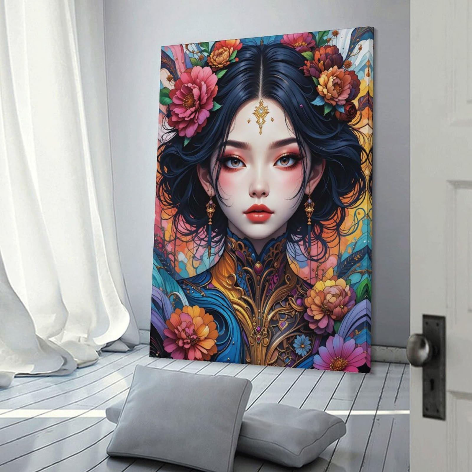 Junmoney Frame-Floral Fantasy Portrait Home Decor Wall Art Floral Fantasy Portrait, 12X18inch(30X45cm), For New Homes, Bedrooms Or Workspaces, Home Decor Gift With Stylish Appeal