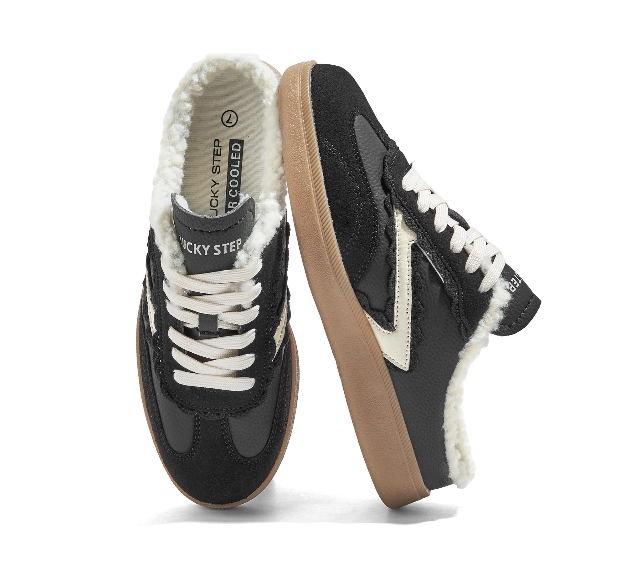 LUCKY STEP Mule Donna Senza Tacco, Sneakers Comode da Slip-On, Stile retrò e Casual per l'inverno