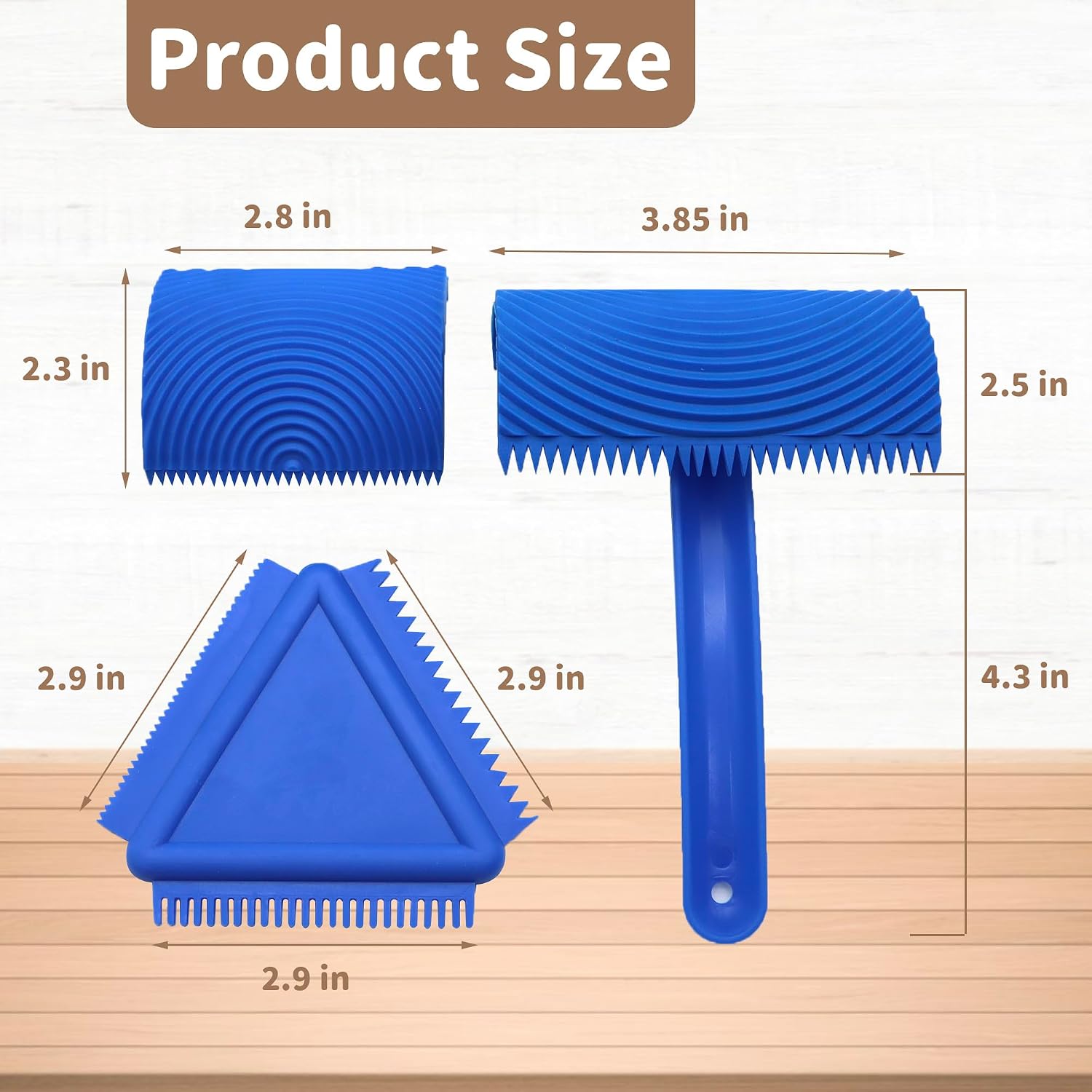 3 Pack Wood Grain Tool (Blue)-Natural Woodgrain Maker for Decorative Painting Premium Wood Graining Tool Set Enhance Your DIY Projects with Wood Grain Patterns，2 of Them are Removable and Interchangea