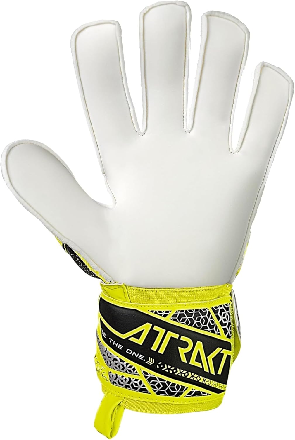 Reusch Attrakt Solid Finger Support Goalie Gloves, Soccer Goalkeeper Gloves, Flexible, Breathable, Durable, for Artificial Grass & Hard Surfaces, Yellow & Silver - Image 2