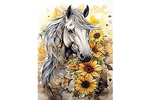 bleihum Diamond Art Painting Kit for Adults, 5D Horse Sunflower DIY Diamond...