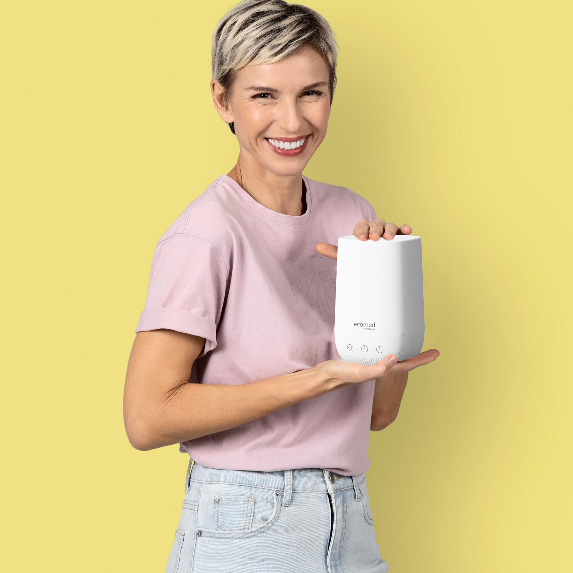 ecomed by medisana AD-50E - Difusor de aroma, luz de bienestar, tecnología ultrasónica, bajo ruido y ahorro de energía, depósito de 200 ml