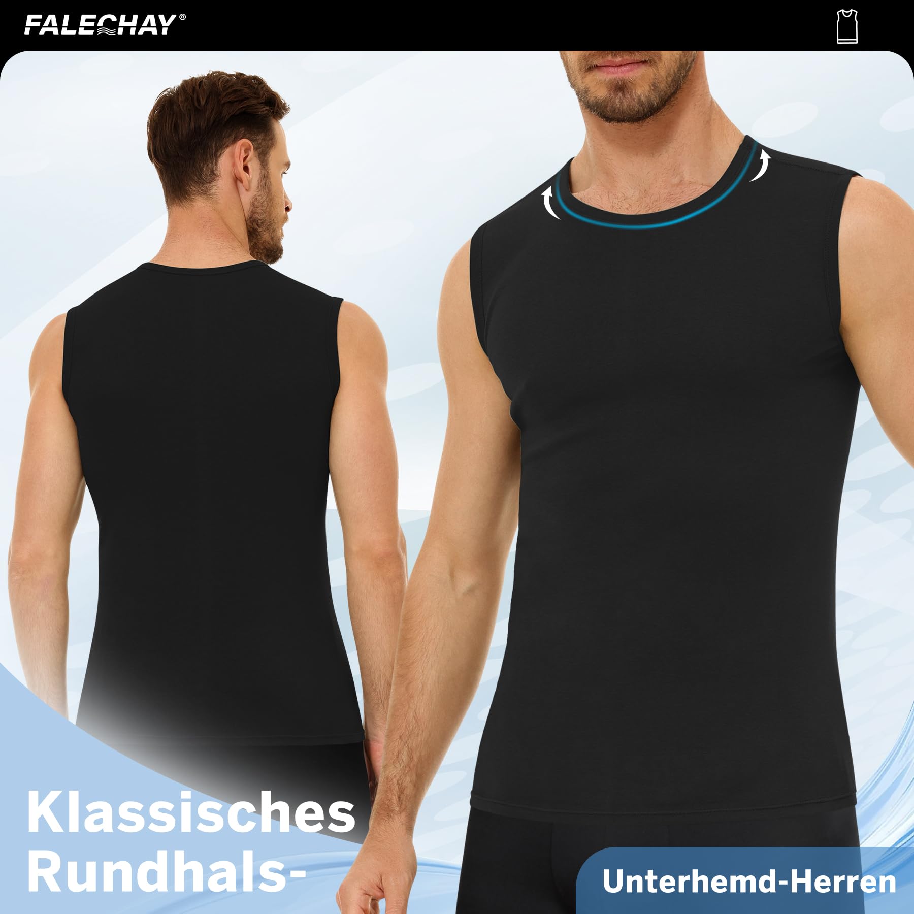 Falechay Pacco da 3 Canottiera Uomo 100% Cotone Canotta