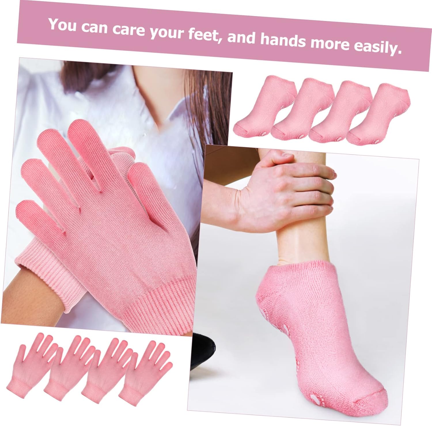 2sets Moisturizing Socks and Gloves Spa Quality Foot and Hand Care for Soft Smooth Skin Daily Moisturizing Therapy and Relaxation