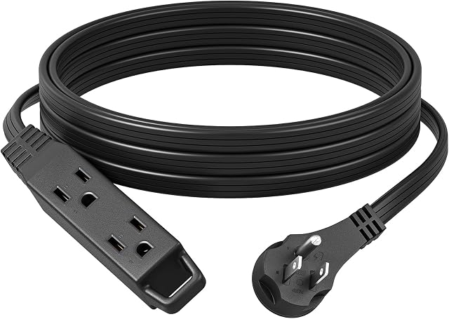 DEWENWILS Extension Cord 15FT with 45° Flat Plug, 16/3 SPT-3 Flat Wire & 3 Grounded Outlets, 13A / 125V / 1625W, Extension Cord for TV, Behind Sofa, Bedroom, Office, Black, 1 Pack, ETL Listed