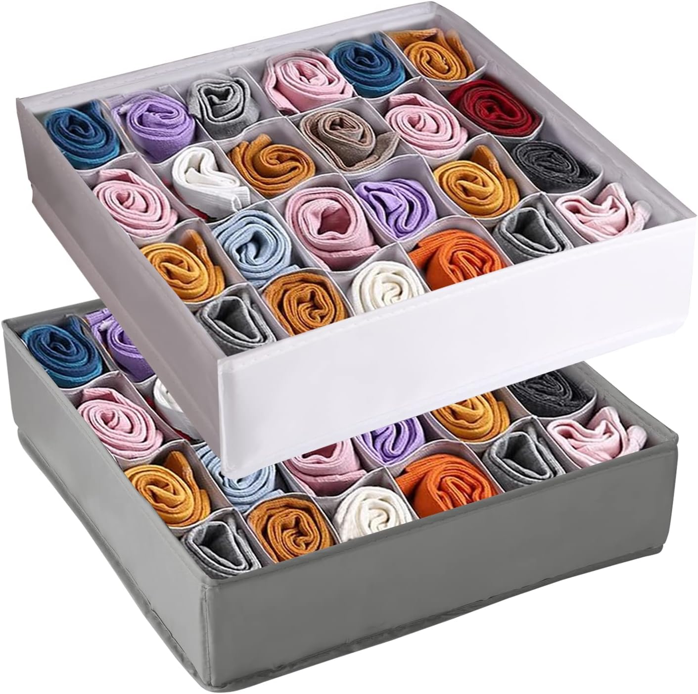 JETOP 2 Pcs Sock Drawer Organiser, Foldable Drawer Organiser, Fabric
