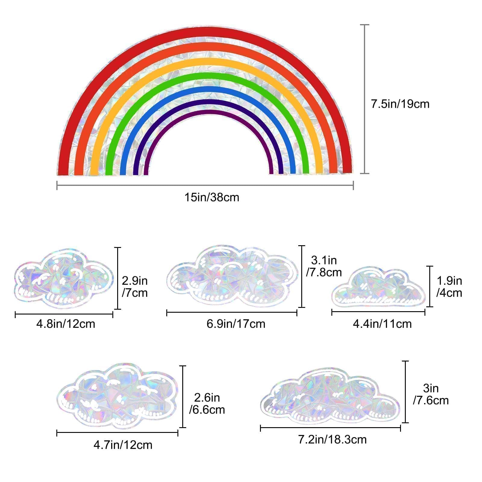 FILM POUR VITRAGE,90x200 Cm--Autocollants De Fenêtre Arc En Ciel Film