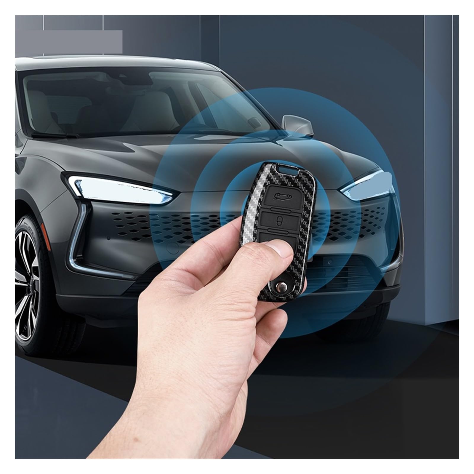 Etui na kluczyk samochodowy z włókna węglowego do systemu Focus Keyless | Smukła, trwała obudowa pilota z ABS w stylu włókna węglowego. Chroni dostęp bezkluczykowy.(Type4)