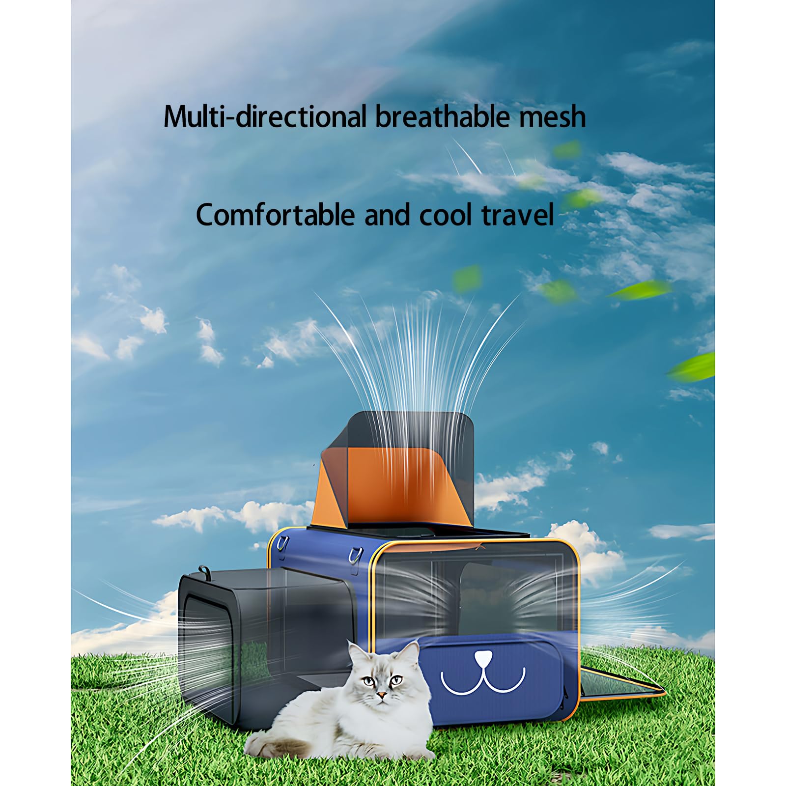 TransportíN Grande para Perros/Mascotas, TransportíN con Ruedas De Alta Capacidad para Gatos, DiseñO Expandible, con Ruedas Y Alfombrilla, Apto para Dos Gatos.-Gray