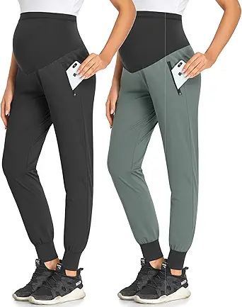 AMPOSH Women's Maternity Quick-Dry Pants Workout Scrub Joggers Pregnancy Sweatpants