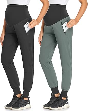 AMPOSH Women's Maternity Quick-Dry Pants Workout Scrub Joggers Pregnancy Sweatpants