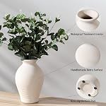 LUKA Ceramic Rustic Farmhouse Vase, 9.2 inch Whitewashed Terracotta Vase, Pottery Decorative Vases,Clay Decorative Vases for Home Decor, Table, Living Room, Shelf, Mantel Decoration(Off-White)